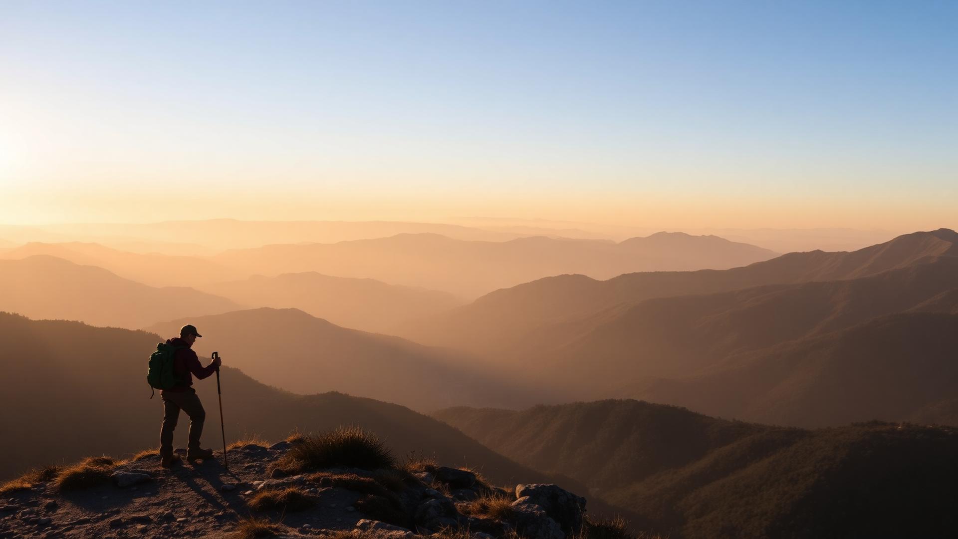 Vista panorâmica de montanhas ao nascer do sol